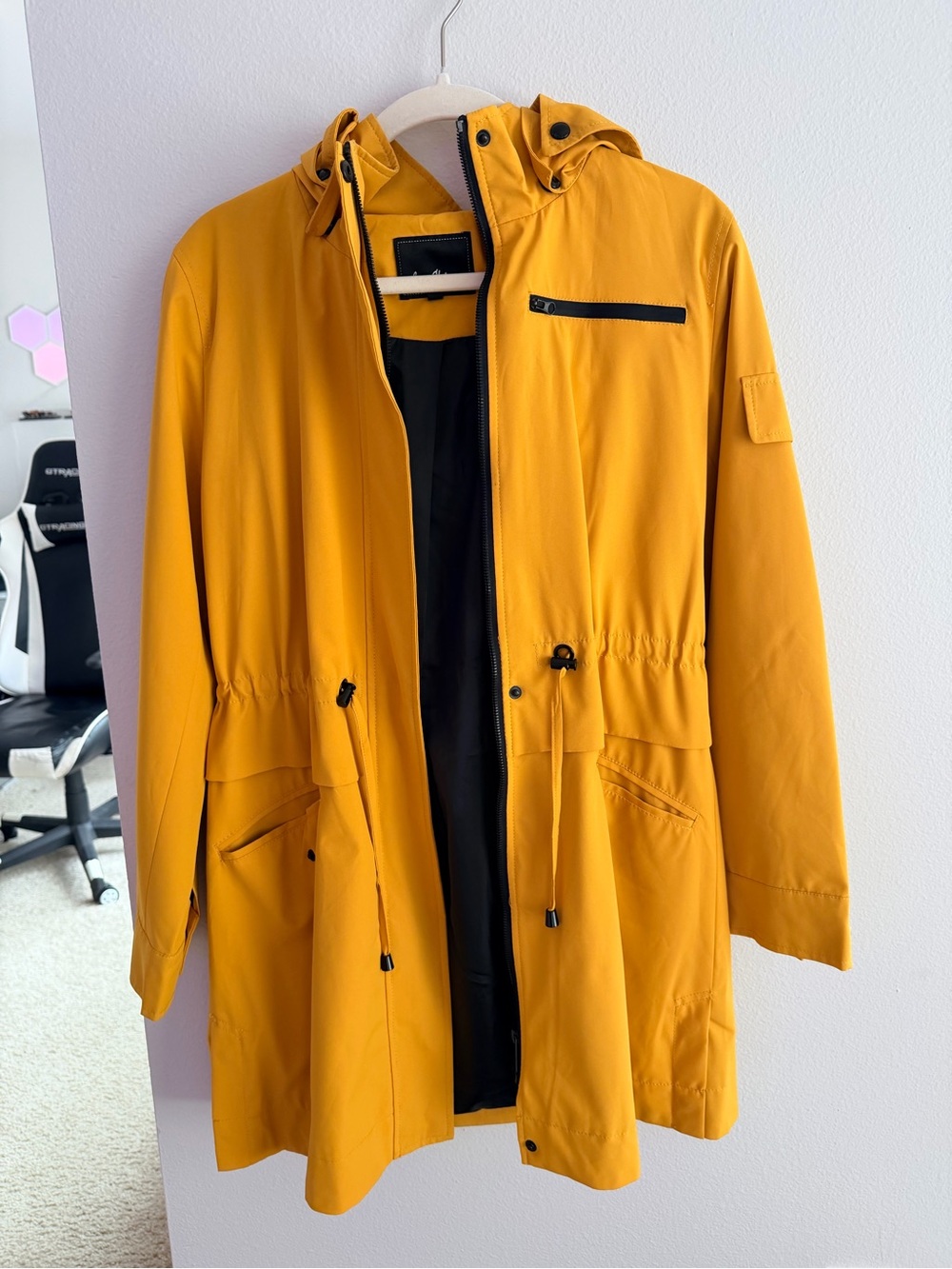 Sam Edelman Mustard Yellow Hooded Utility Jacket